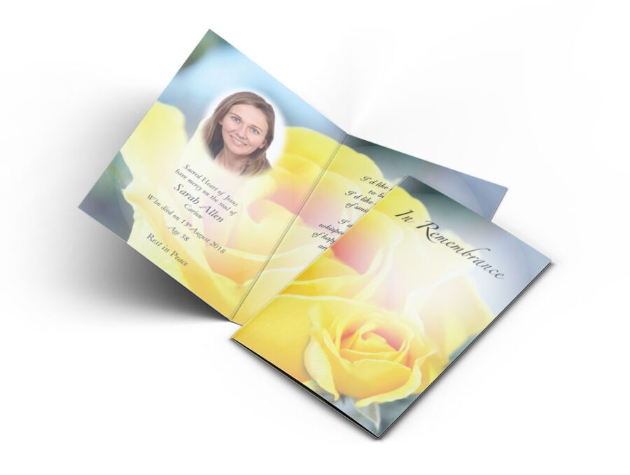 Memorial Card - Yellow Rose