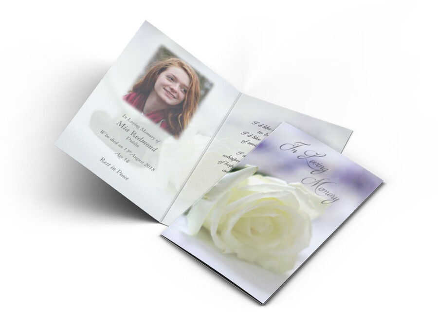 Memorial Card White Rose