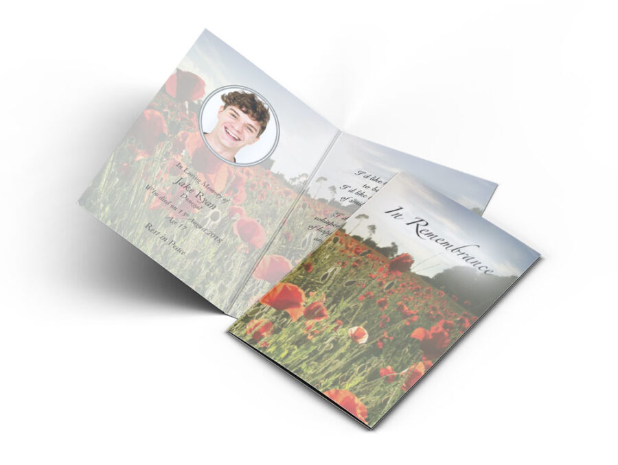 Memorial Card Red Poppies