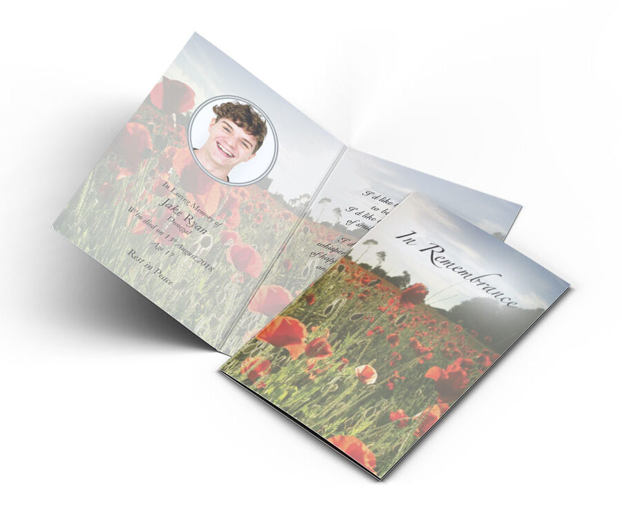 Memorial Card Red Poppies