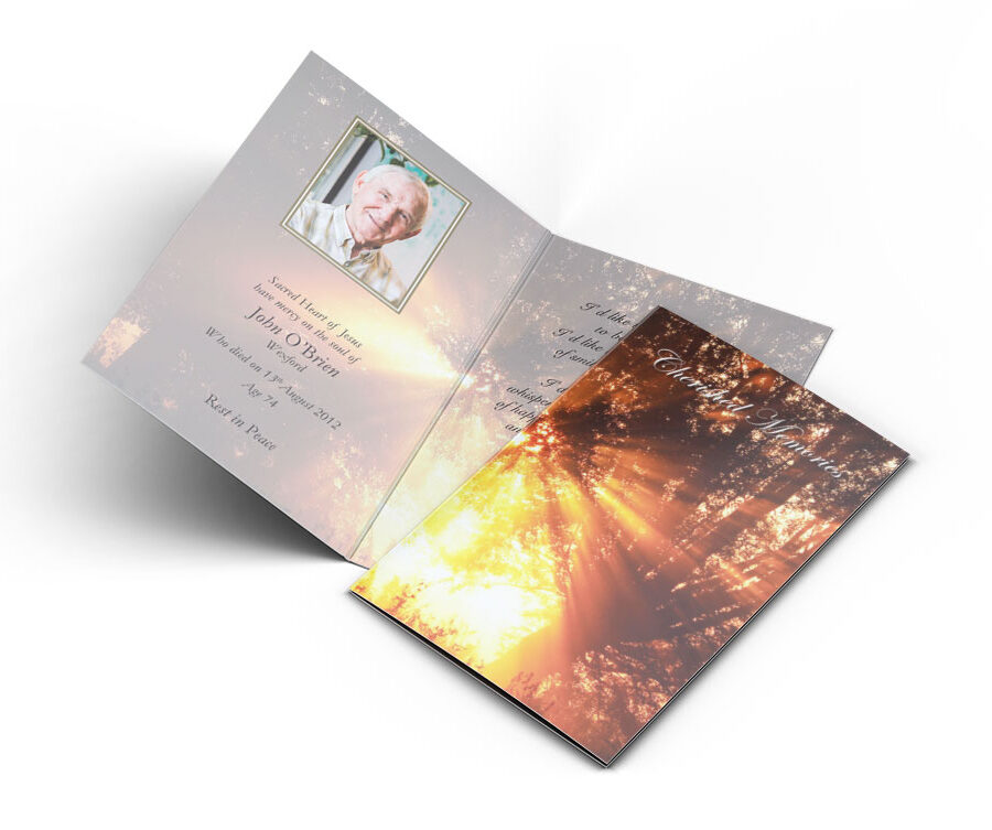 Memorial Card Forest Sunrise