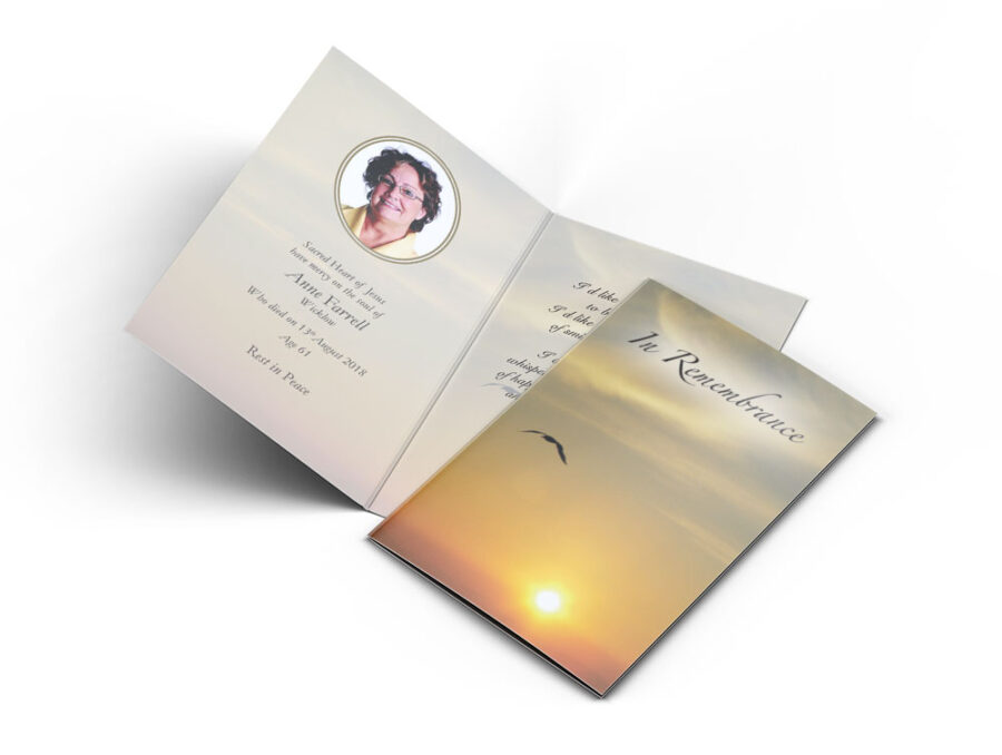 Memorial Card Golden Sunset