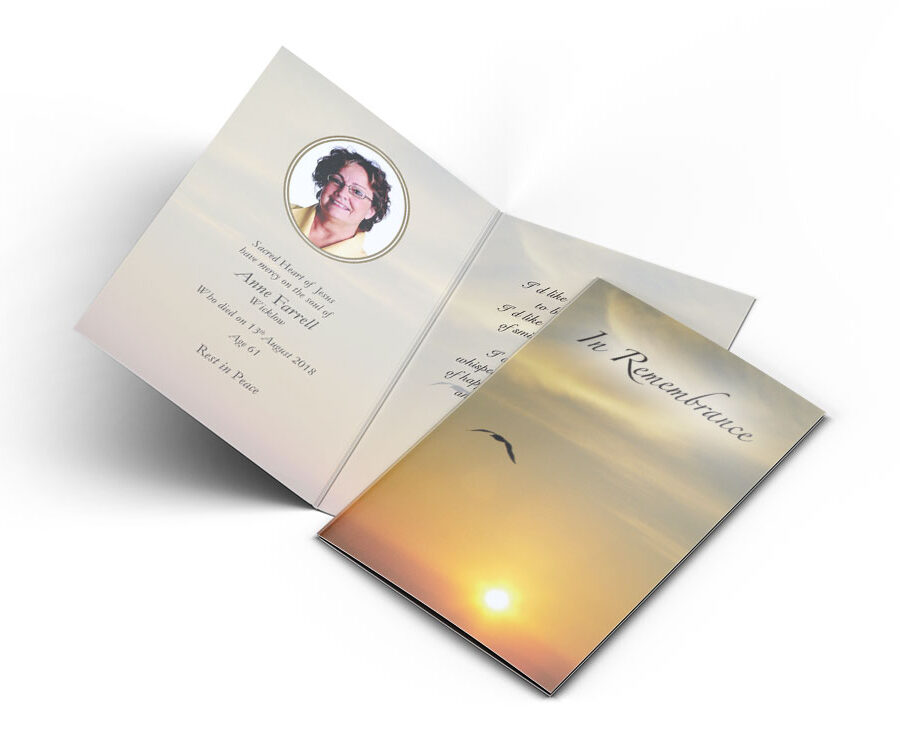 Memorial Card Golden Sunset
