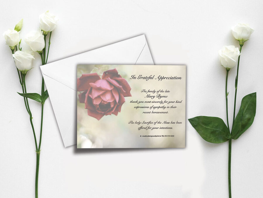 red rose acknowledgement cards