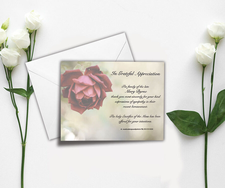 red rose acknowledgement cards