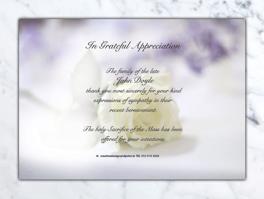 white rose acknowledgement cards