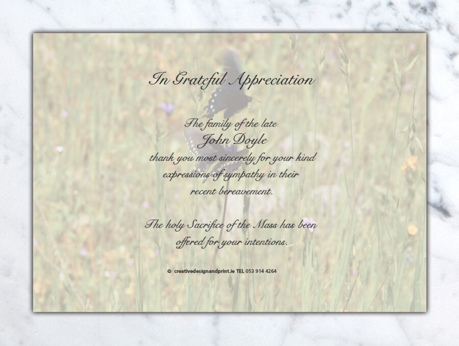 butterfly acknowledgement cards