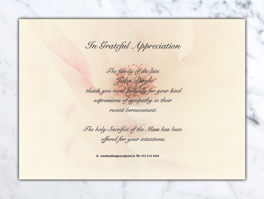 pink flower acknowledgement cards