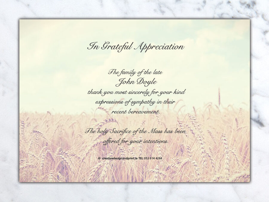 wheatfield acknowledgement cards