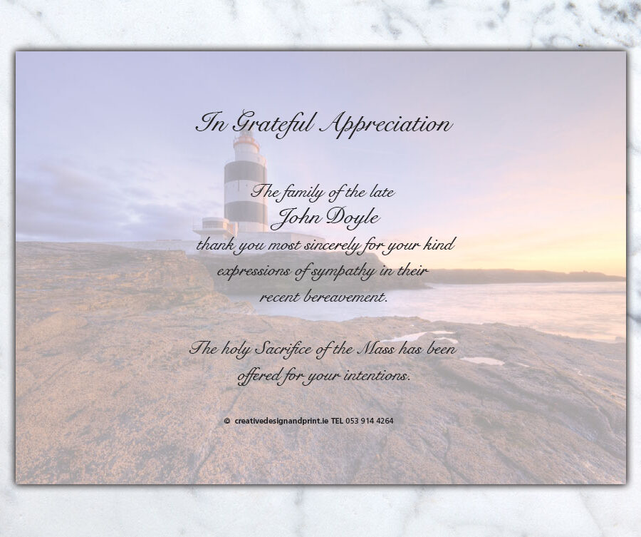 lighthouse sunset acknowledgement cards