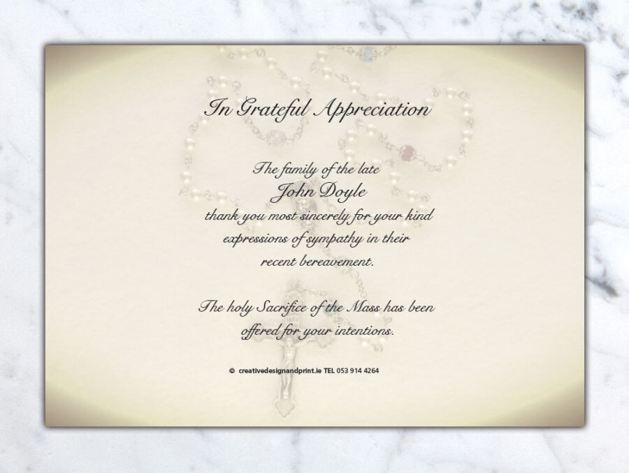 rosary cross acknowledgement cards