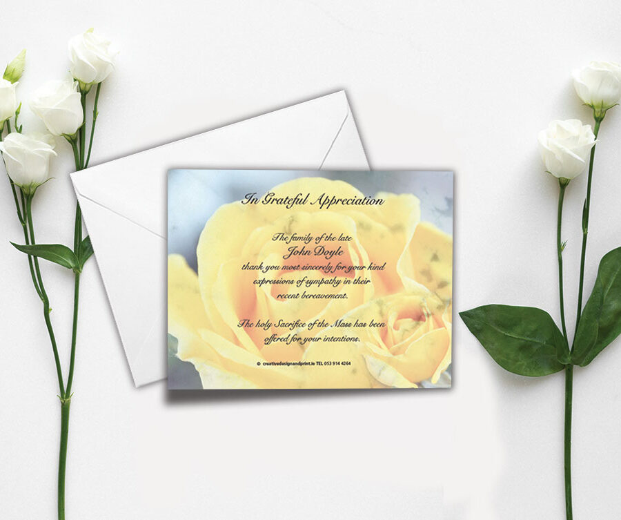 yellow rose acknowledgement cards
