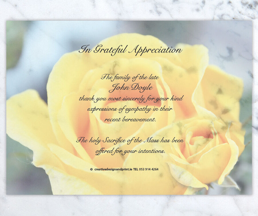 yellow rose acknowledgement cards