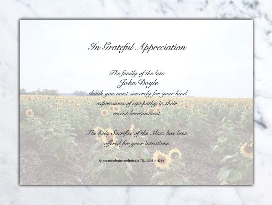 sunflowers acknowledgement cards