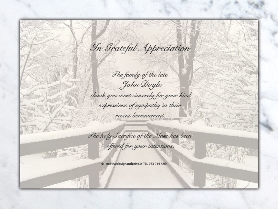 snowy park acknowledgement cards