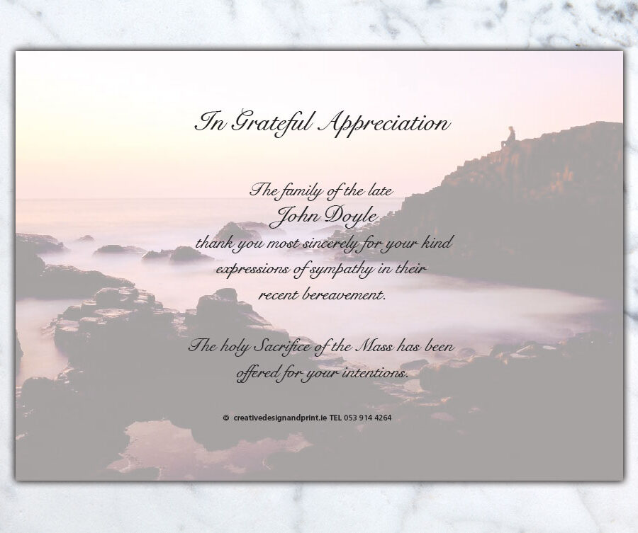 twilight beach acknowledgement card