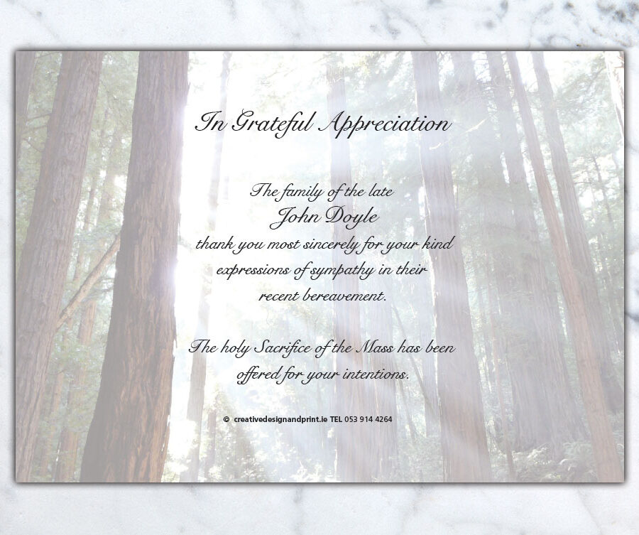forest sun acknowledgement cards