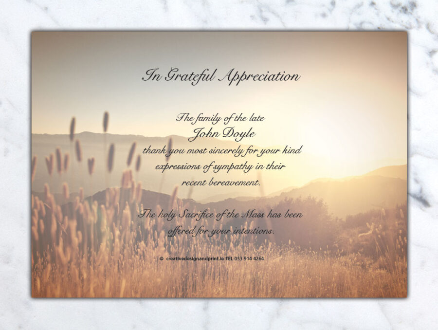 sunrise field acknowledgement cards