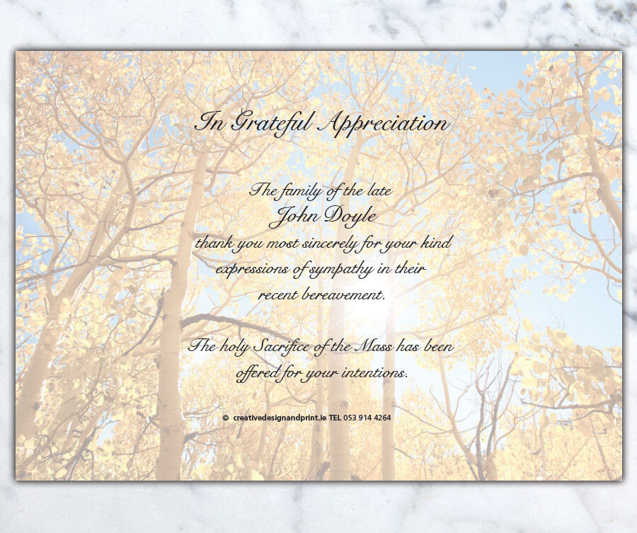 Memorial Appreciation Card