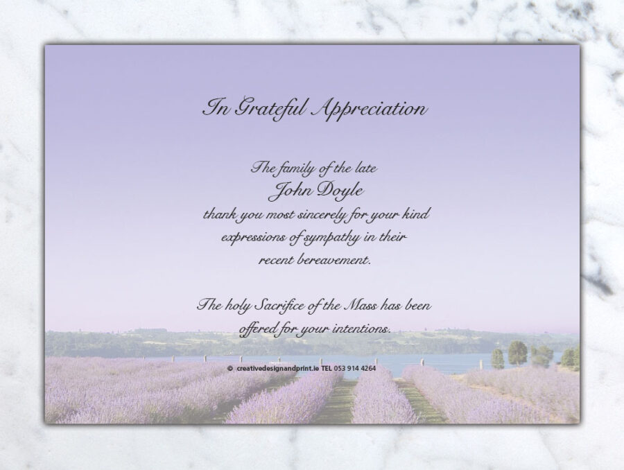 lavender field acknowledgement cards