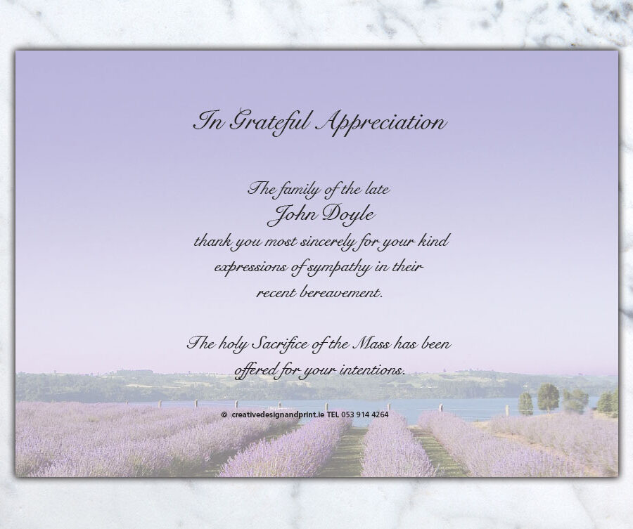 lavender field acknowledgement cards