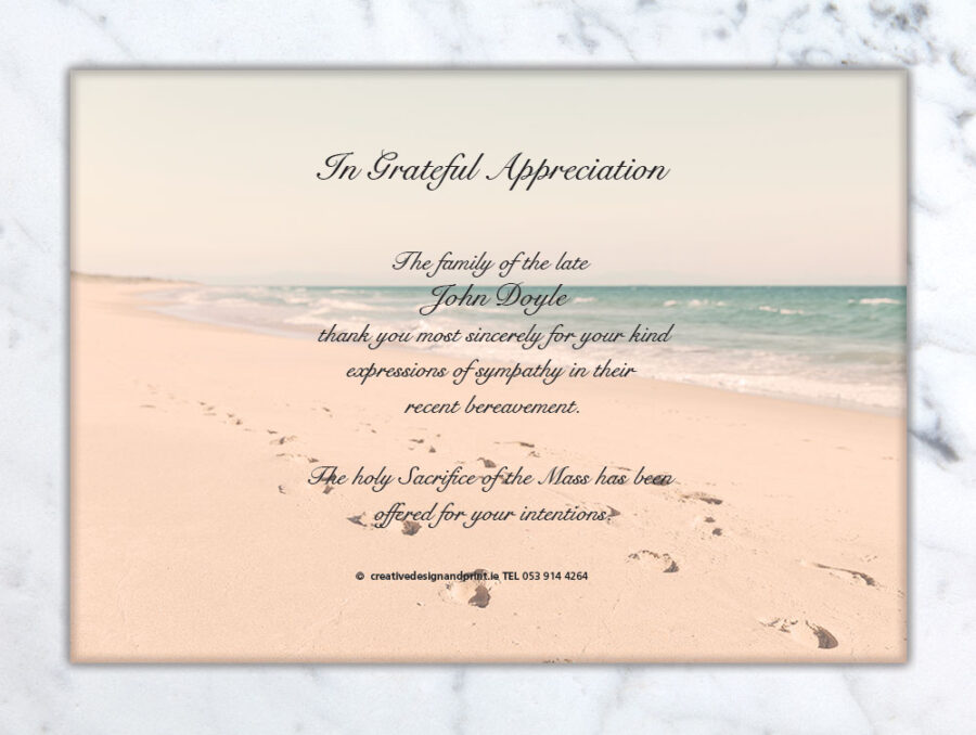 beach footsteps acknowledgement cards