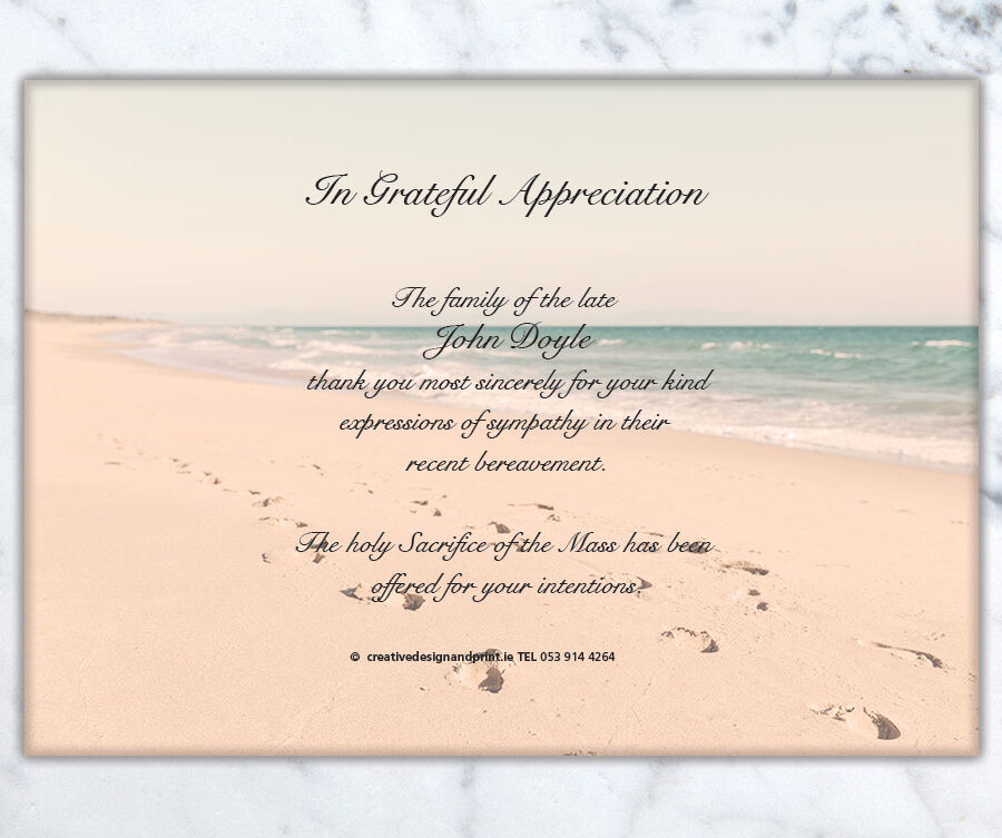 beach footsteps acknowledgement cards