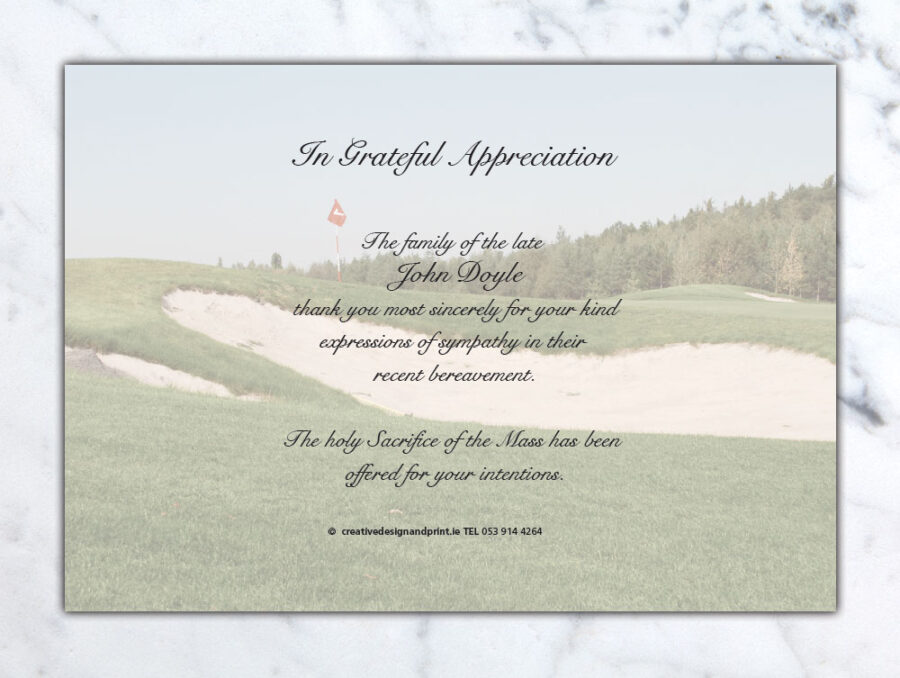 golf course acknowledgement cards