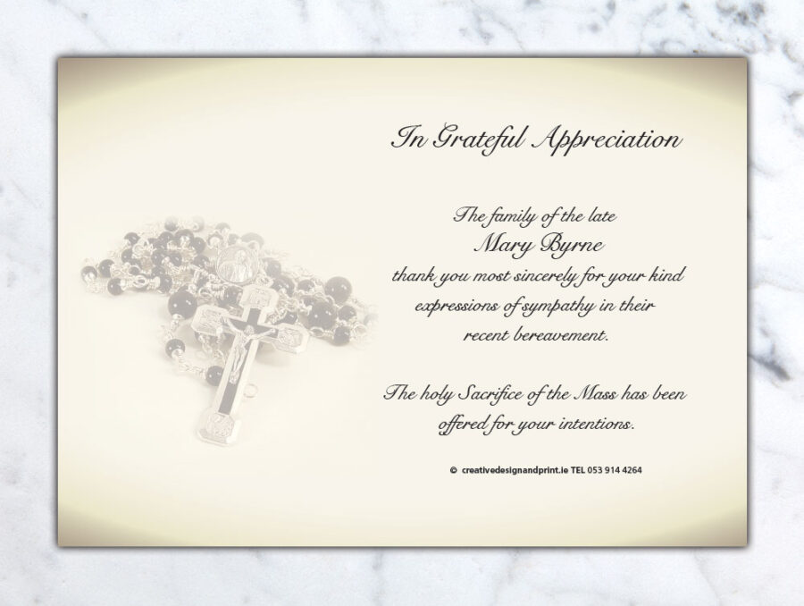 rosary bead acknowledgement cards