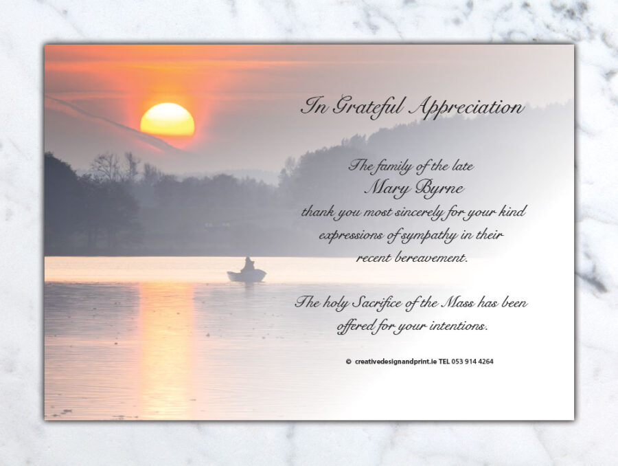 fishing sunset acknowledgement cards