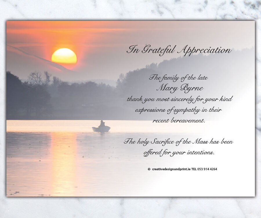 fishing sunset acknowledgement cards