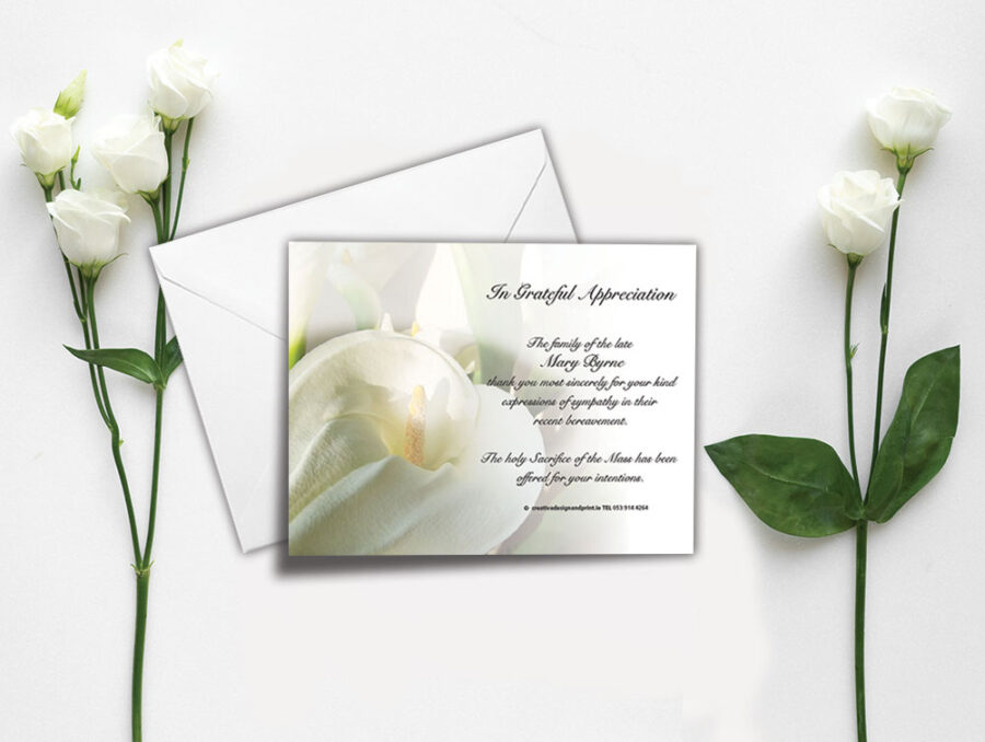 funeral lily acknowledgement cards