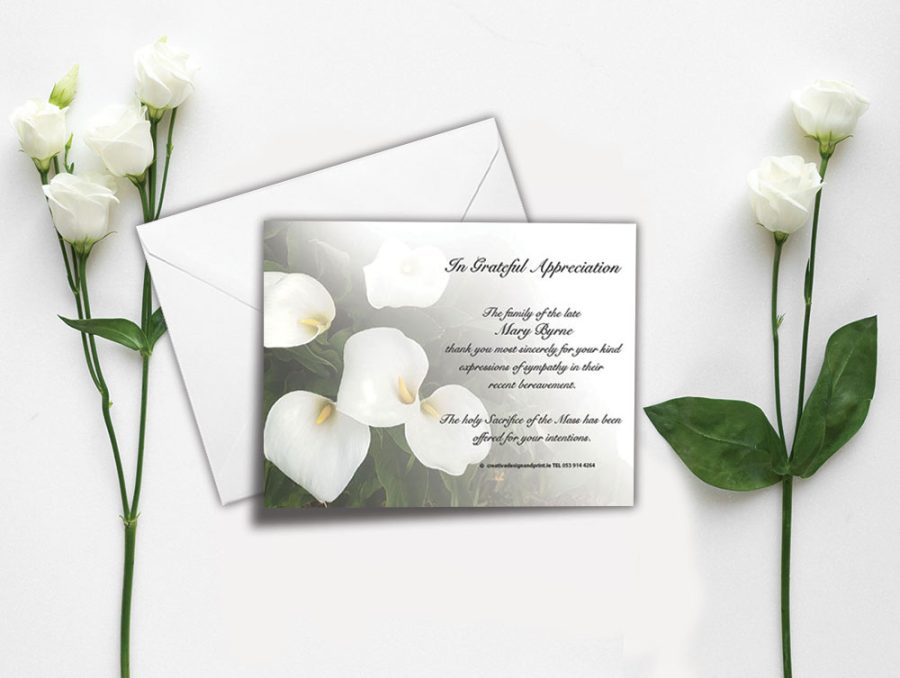 funeral lilies acknowledgement cards