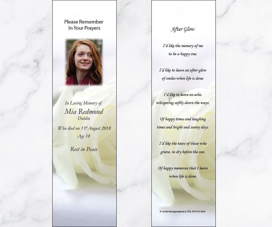 White Rose Memorial Bookmarks