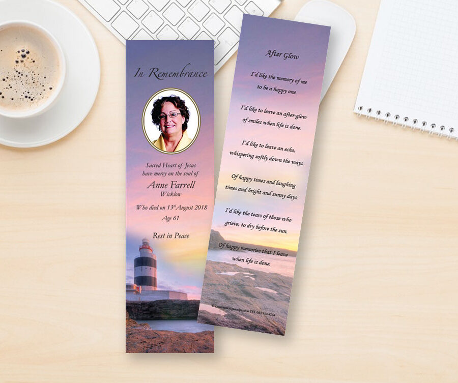 Lighthouse Sunset Memorial Bookmark