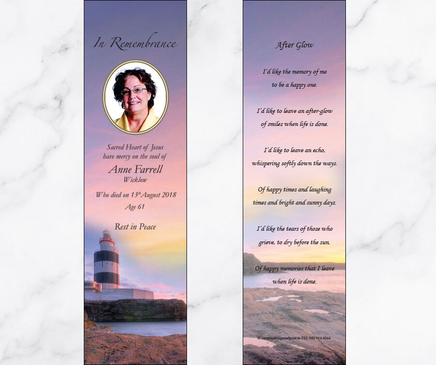 Lighthouse Sunset Memorial Bookmark