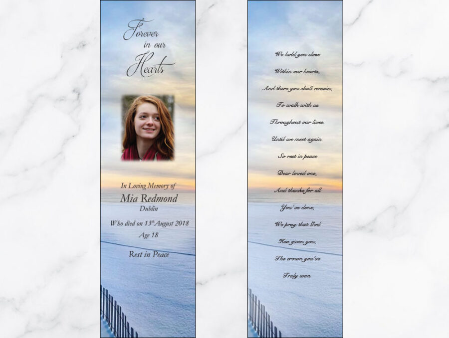 snowy beach memorial bookmarks