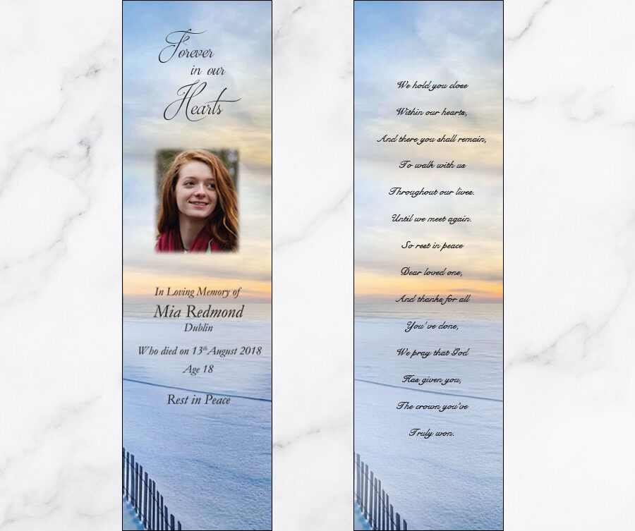 snowy beach memorial bookmarks