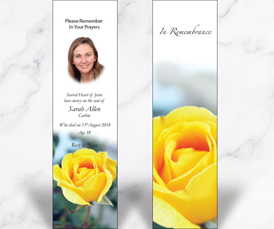 Yellow Rose Memorial Bookmarks