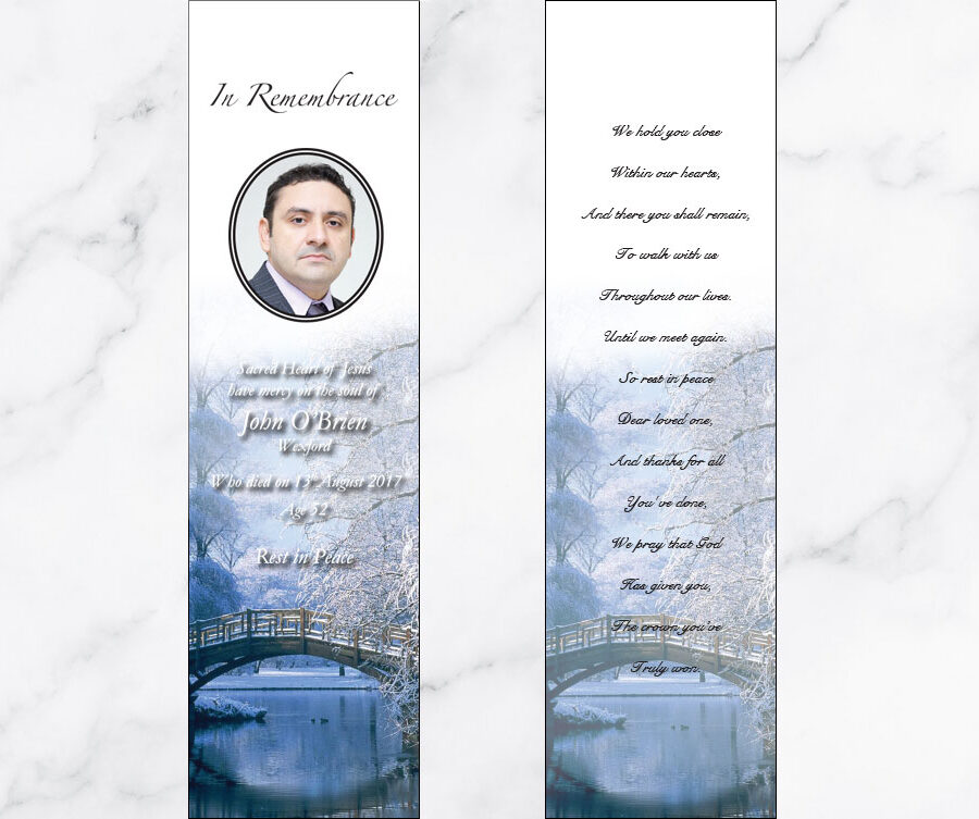 winter scene memorial bookmarks