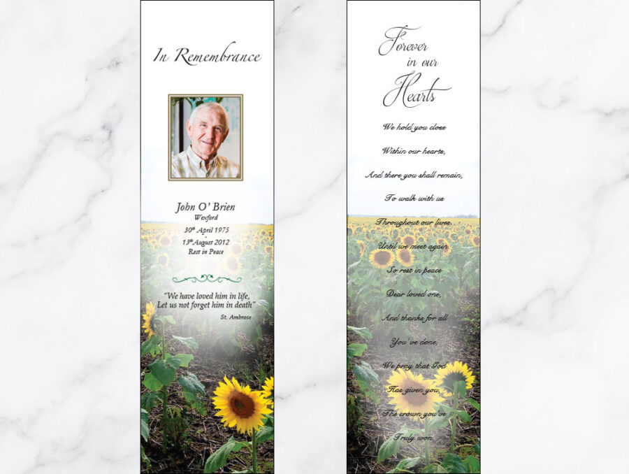 sunflowers memorial bookmarks