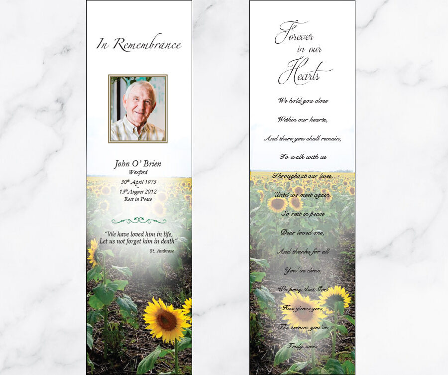sunflowers memorial bookmarks