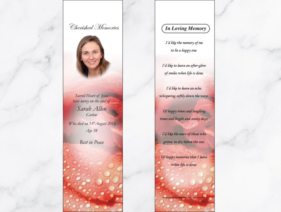 rose memorial bookmarks
