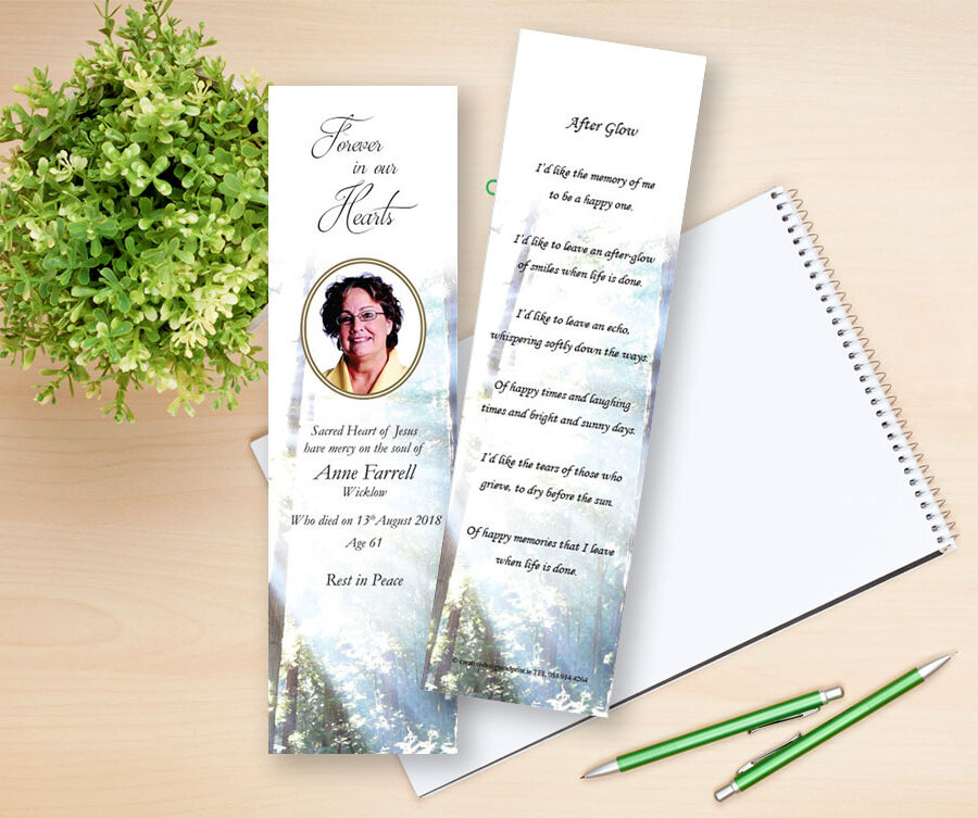 forest sun memorial bookmarks