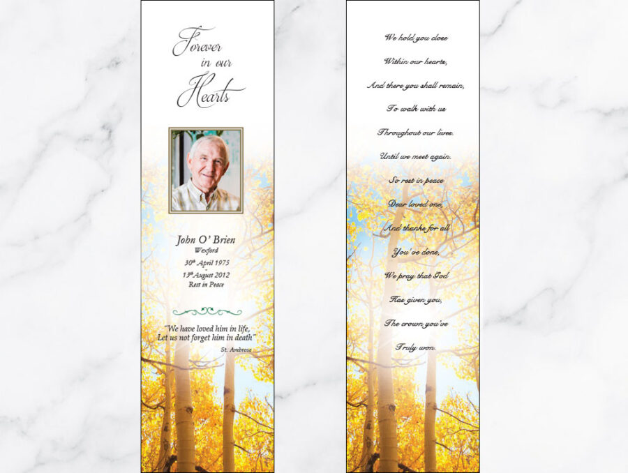 Autumn forest memorial bookmarks