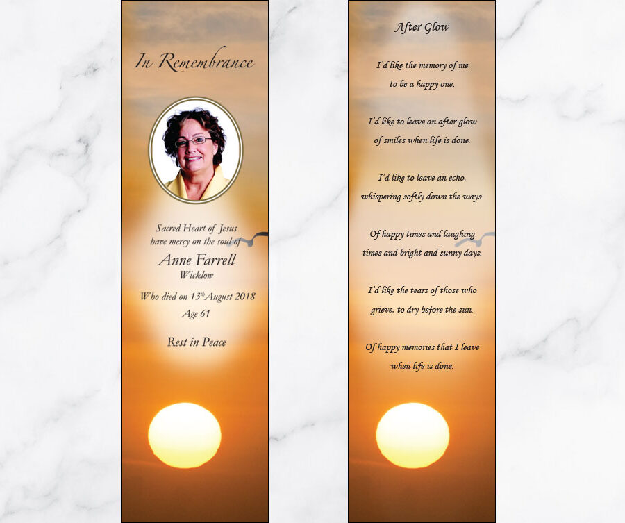 sunrise memorial bookmarks