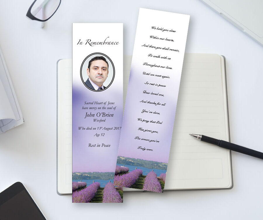 lavender field memorial bookmarks