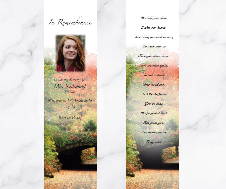 Autumn park memorial bookmarks