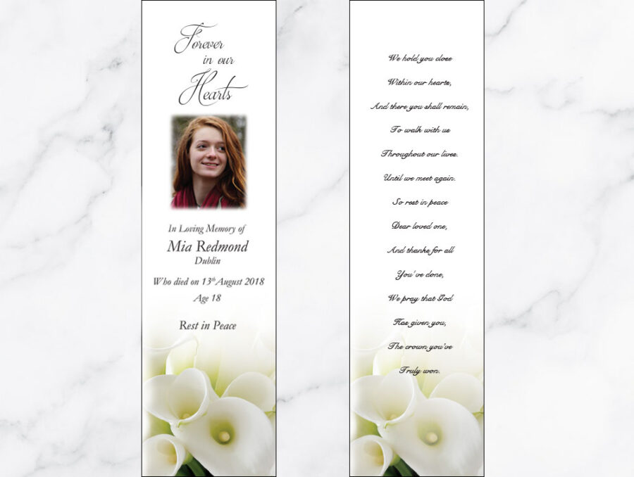 lilies memorial bookmarks