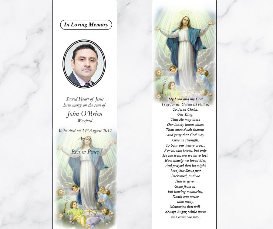 The Assumption memorial bookmarks